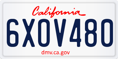 CA license plate 6XOV480