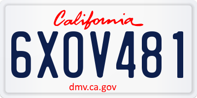 CA license plate 6XOV481
