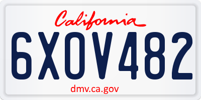CA license plate 6XOV482