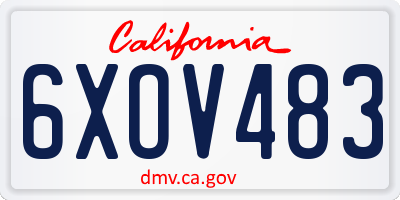 CA license plate 6XOV483