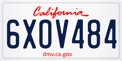CA license plate 6XOV484
