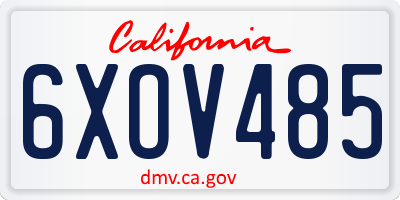 CA license plate 6XOV485
