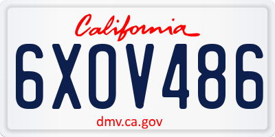 CA license plate 6XOV486