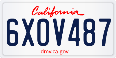 CA license plate 6XOV487