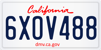 CA license plate 6XOV488