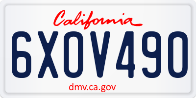 CA license plate 6XOV490