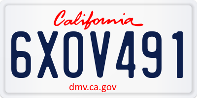 CA license plate 6XOV491