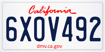 CA license plate 6XOV492