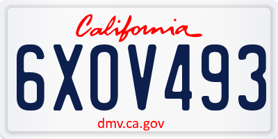 CA license plate 6XOV493