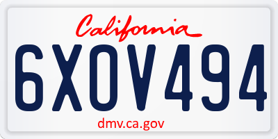 CA license plate 6XOV494