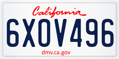 CA license plate 6XOV496