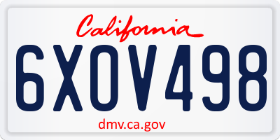 CA license plate 6XOV498