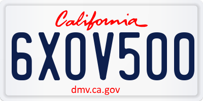 CA license plate 6XOV500