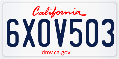 CA license plate 6XOV503