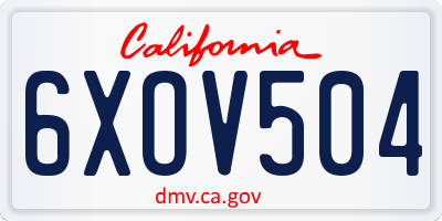 CA license plate 6XOV504