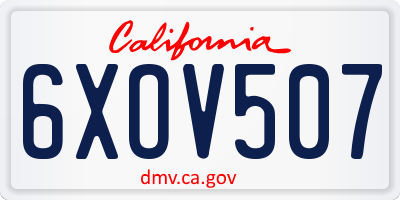 CA license plate 6XOV507