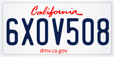 CA license plate 6XOV508