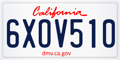 CA license plate 6XOV510