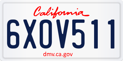 CA license plate 6XOV511