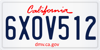 CA license plate 6XOV512