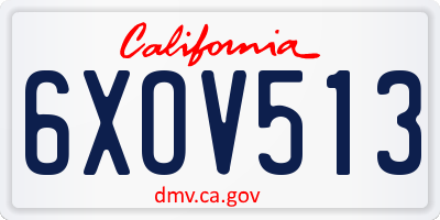 CA license plate 6XOV513