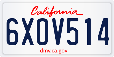 CA license plate 6XOV514