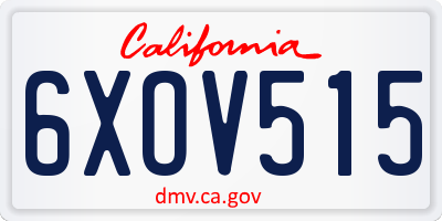 CA license plate 6XOV515