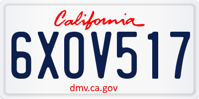 CA license plate 6XOV517