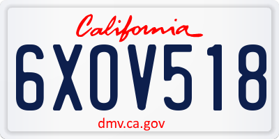 CA license plate 6XOV518