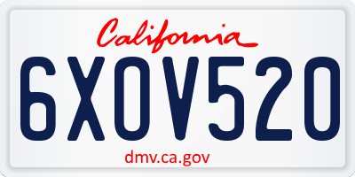 CA license plate 6XOV520
