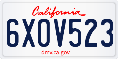 CA license plate 6XOV523