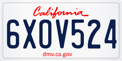 CA license plate 6XOV524