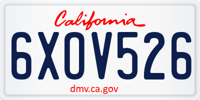 CA license plate 6XOV526