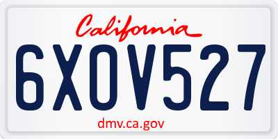 CA license plate 6XOV527
