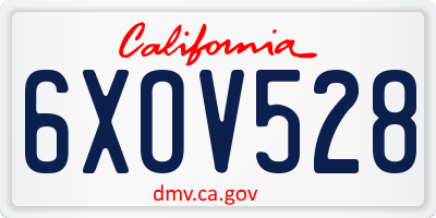 CA license plate 6XOV528