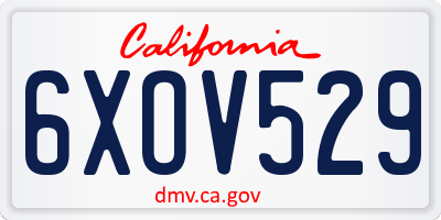 CA license plate 6XOV529