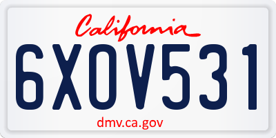 CA license plate 6XOV531