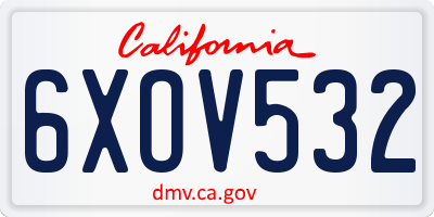 CA license plate 6XOV532
