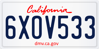 CA license plate 6XOV533