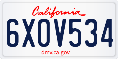 CA license plate 6XOV534