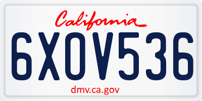 CA license plate 6XOV536