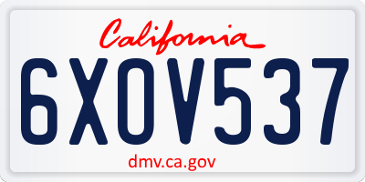 CA license plate 6XOV537