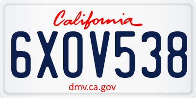 CA license plate 6XOV538