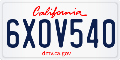 CA license plate 6XOV540