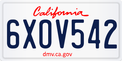 CA license plate 6XOV542