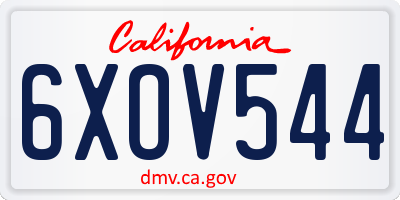 CA license plate 6XOV544