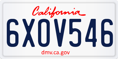 CA license plate 6XOV546