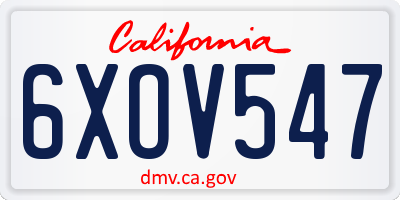 CA license plate 6XOV547