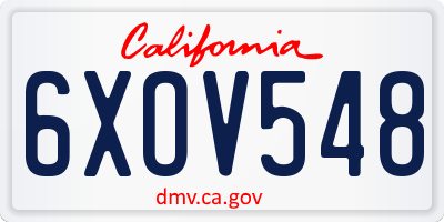 CA license plate 6XOV548