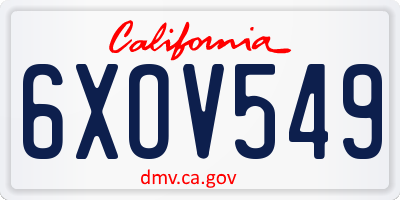 CA license plate 6XOV549